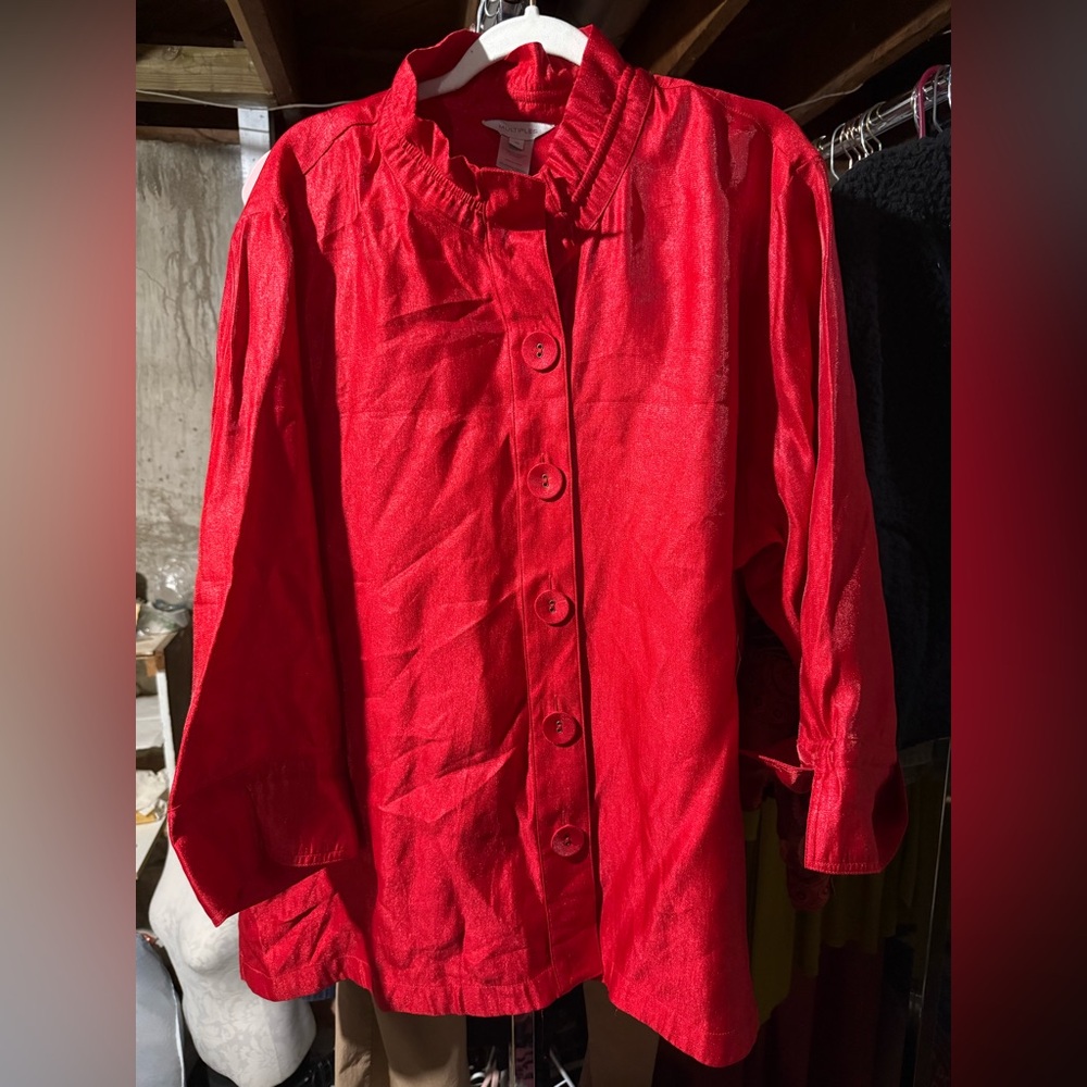 Multiples Vibrant Red Button-Up Jacket NWT - image 1